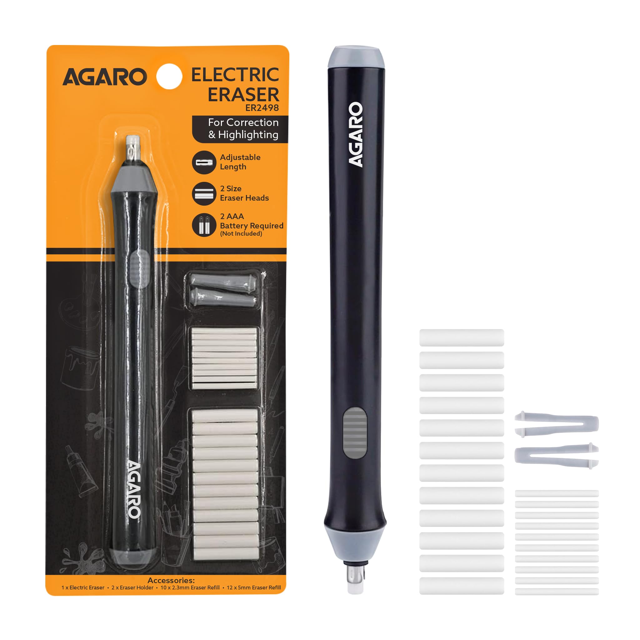 AGARO Electric Eraser ER2498, 2.3mm & 5mm Eraser, Automatic