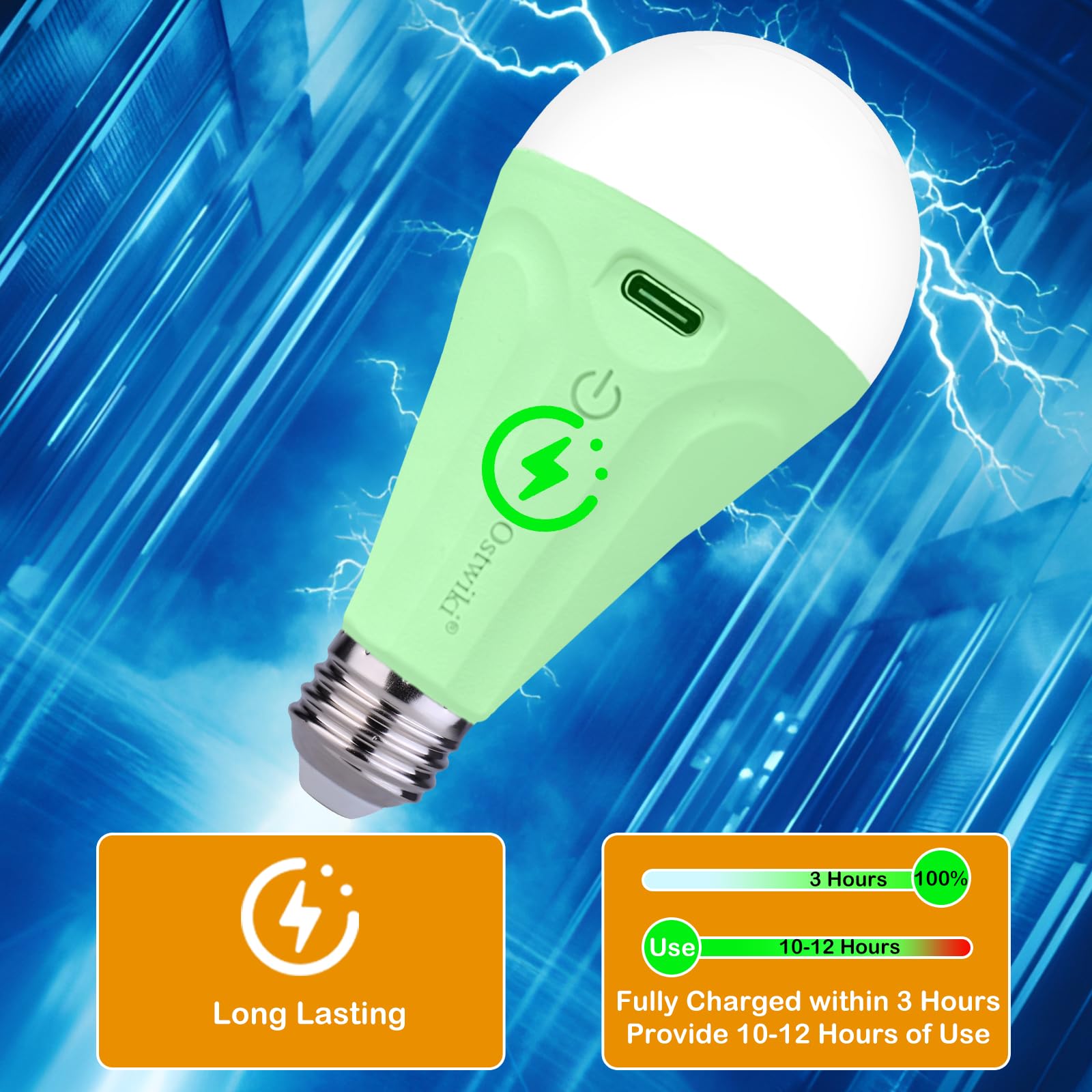 Lampadine ricaricabili con telecomando e ganci, A19, dimmerabili, senza fili, alimentate a batteria, con 15 colori, 3 timer, per applique, casa, senza fili, confezione da 4 lampadine di emergenza E26