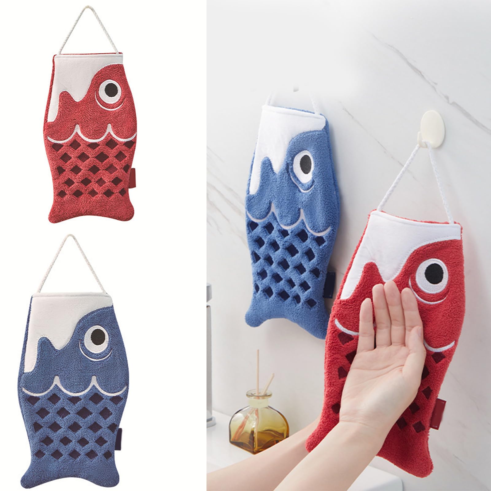 Montesy Japanese Carp Hand Towels for Bathroom and Kitchen Soft Wipe Hand Towel Absorbent Towels for Quick Drying