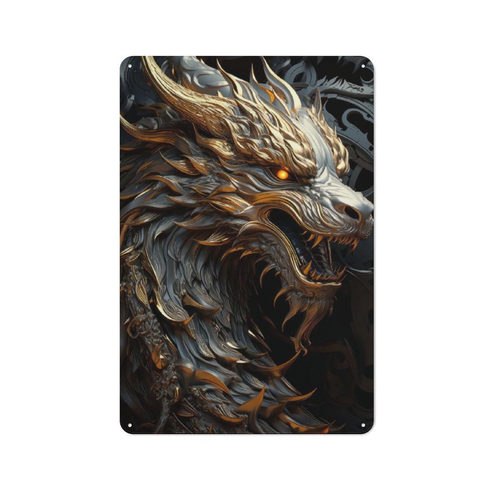 Junmoney Dragon Decorative Art Retro Vintage Tin Sign 30X20cm, Retro Room Decor For Lounge, Study, Pub Or Wall Gallery