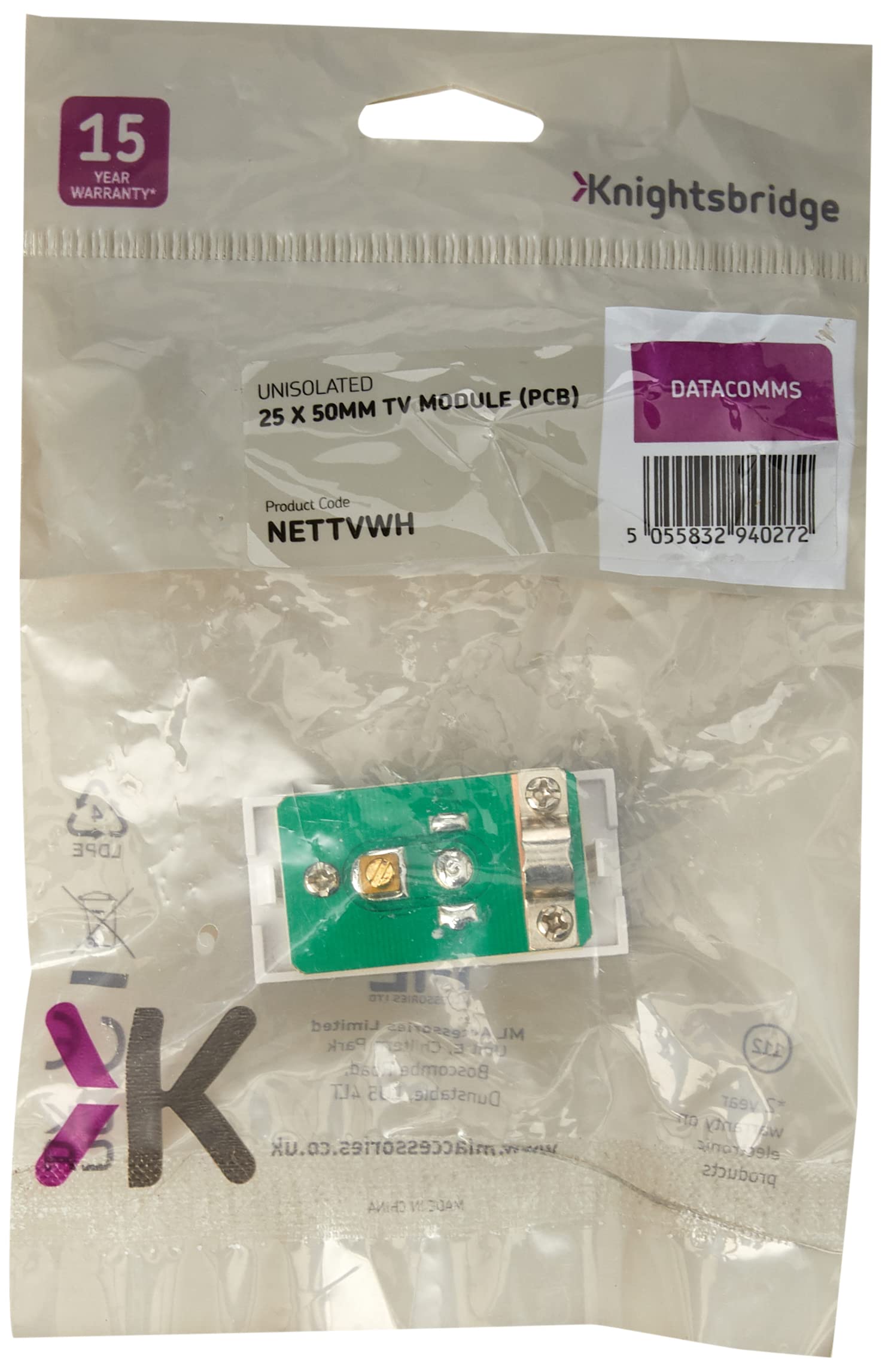 Knightsbridge White Tv Outlet Module (Pcb)