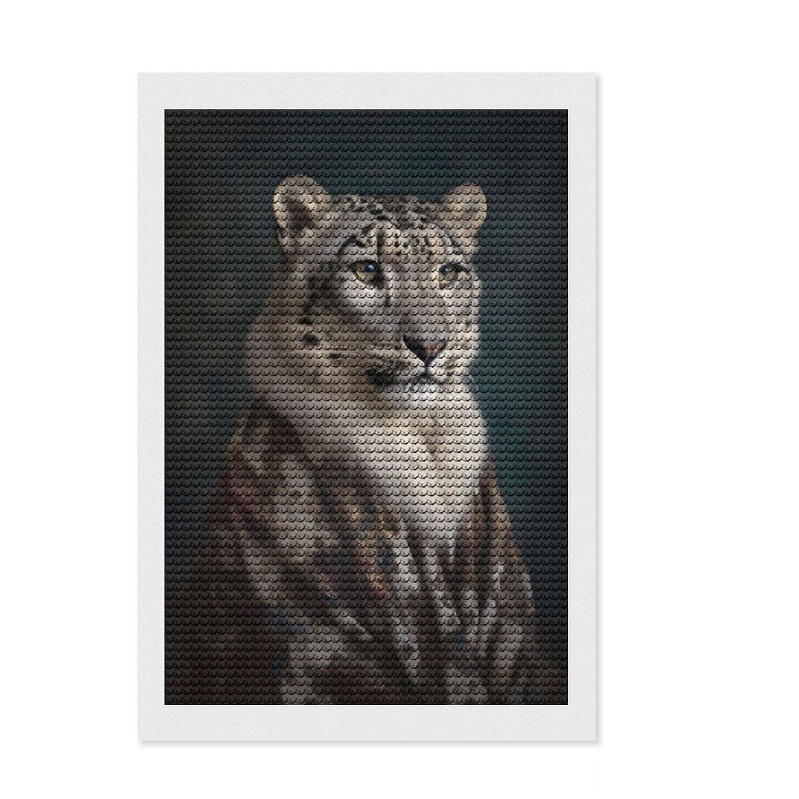 Junmoney Snow Leopard Renaissance DIY Diamond Art Canvas Kit 8"x12", for Teens, Pleasing Wall Art Project, Aesthetic Room Decor, Christmas Gift