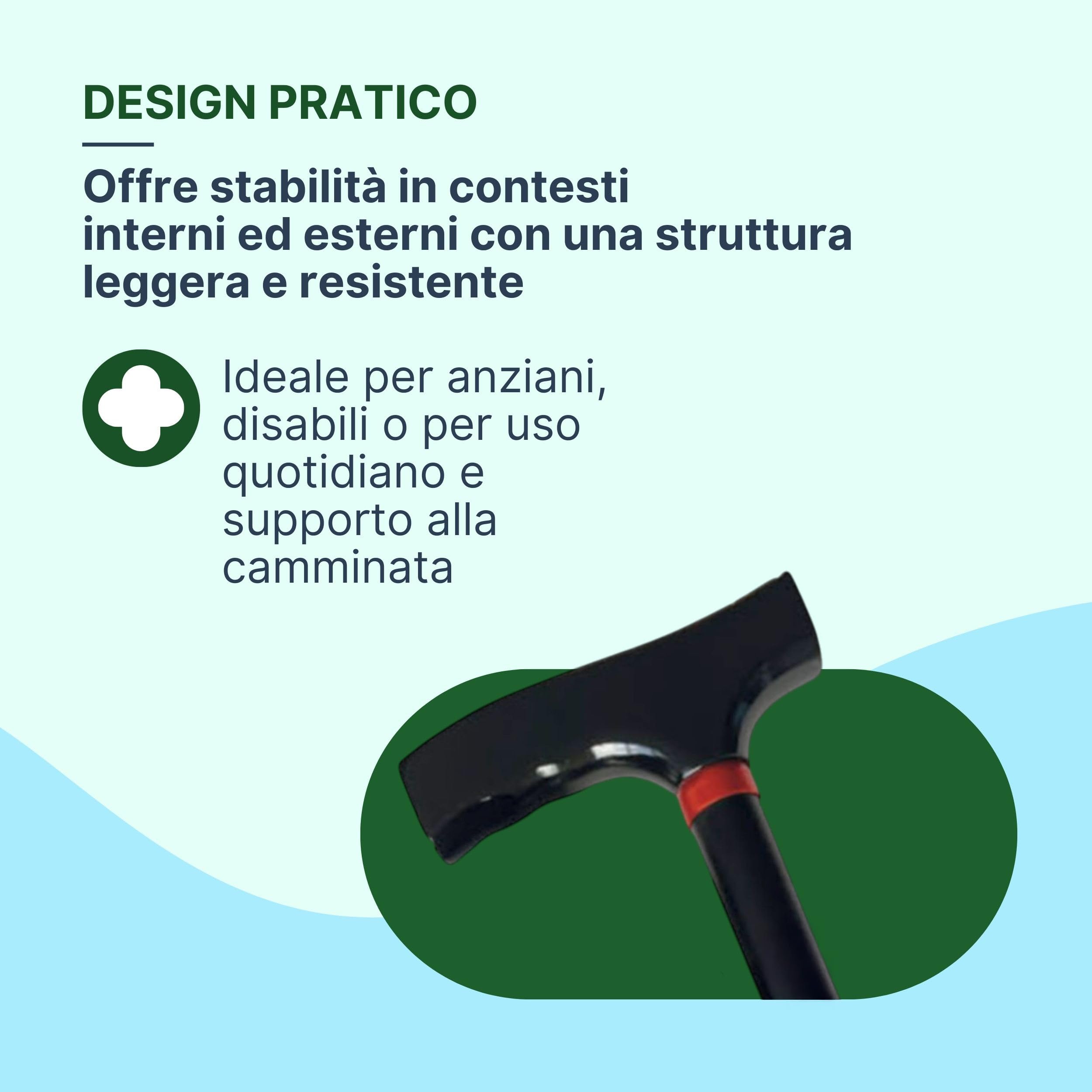 Bastone per Anziani Pieghevole in Alluminio Anodizzato con Impugnatura in Legno, Bastone da Passeggio Regolabile Nero Lungo o Corto