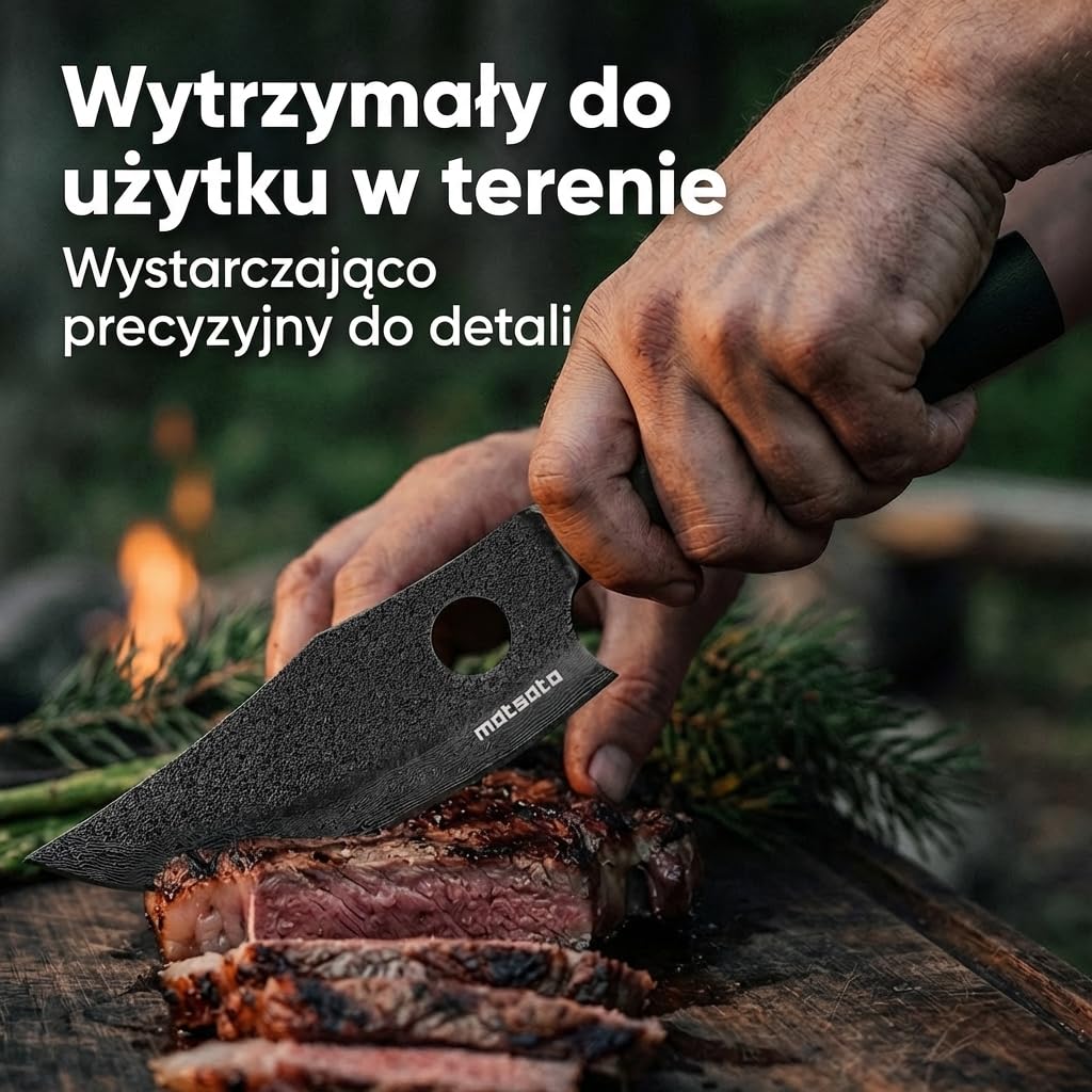 Matsato Osuren Nóż Kuchenny Stal Japońska Wzór Damasku | Ostrze 16 cm. Ergonomiczna rączka z drewna pakka i akacji. Mycie ręczne.