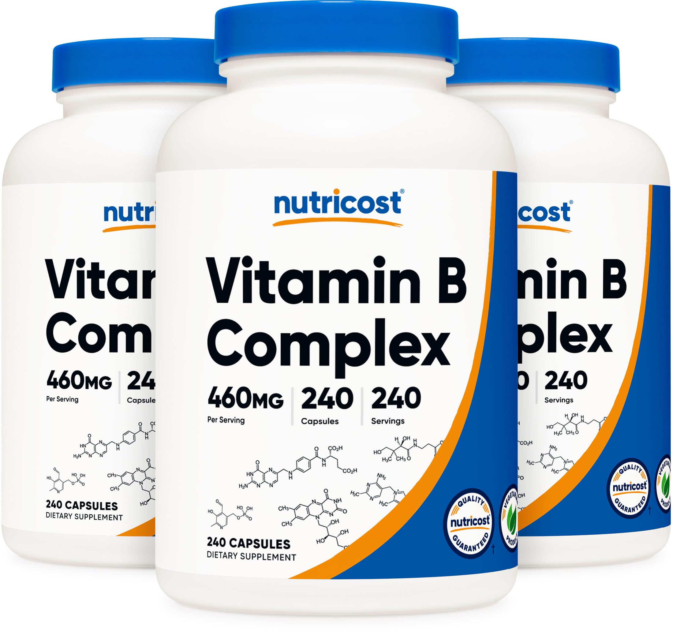 High Potency Vitamin B Complex 462mg, 240 Capsules (3 Bottles) - with Vitamin C