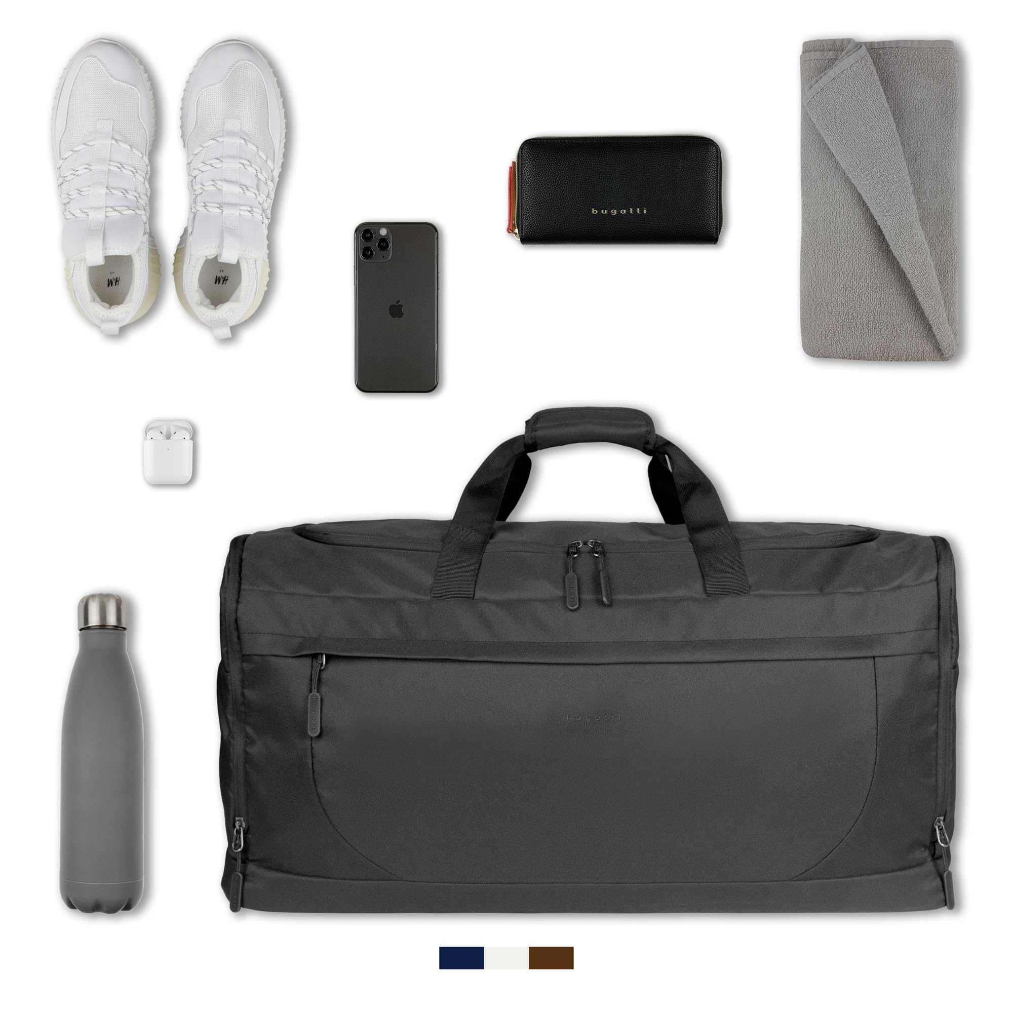 bugatti Mare Basic – walizka unisex, duża torba weekendowa z systemem mocowania do wózka, czarna