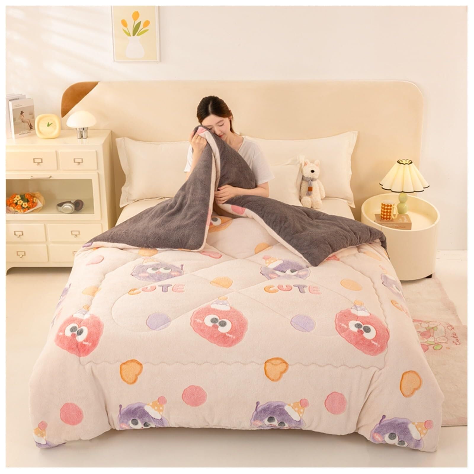 Super Soft Thickened Warm Lamb Quilt Winter Blanket, Breathable Fluffy Plush Double Sided Velvet Blanket for Cold Weather(Color11,150x200cm(3.5KG))