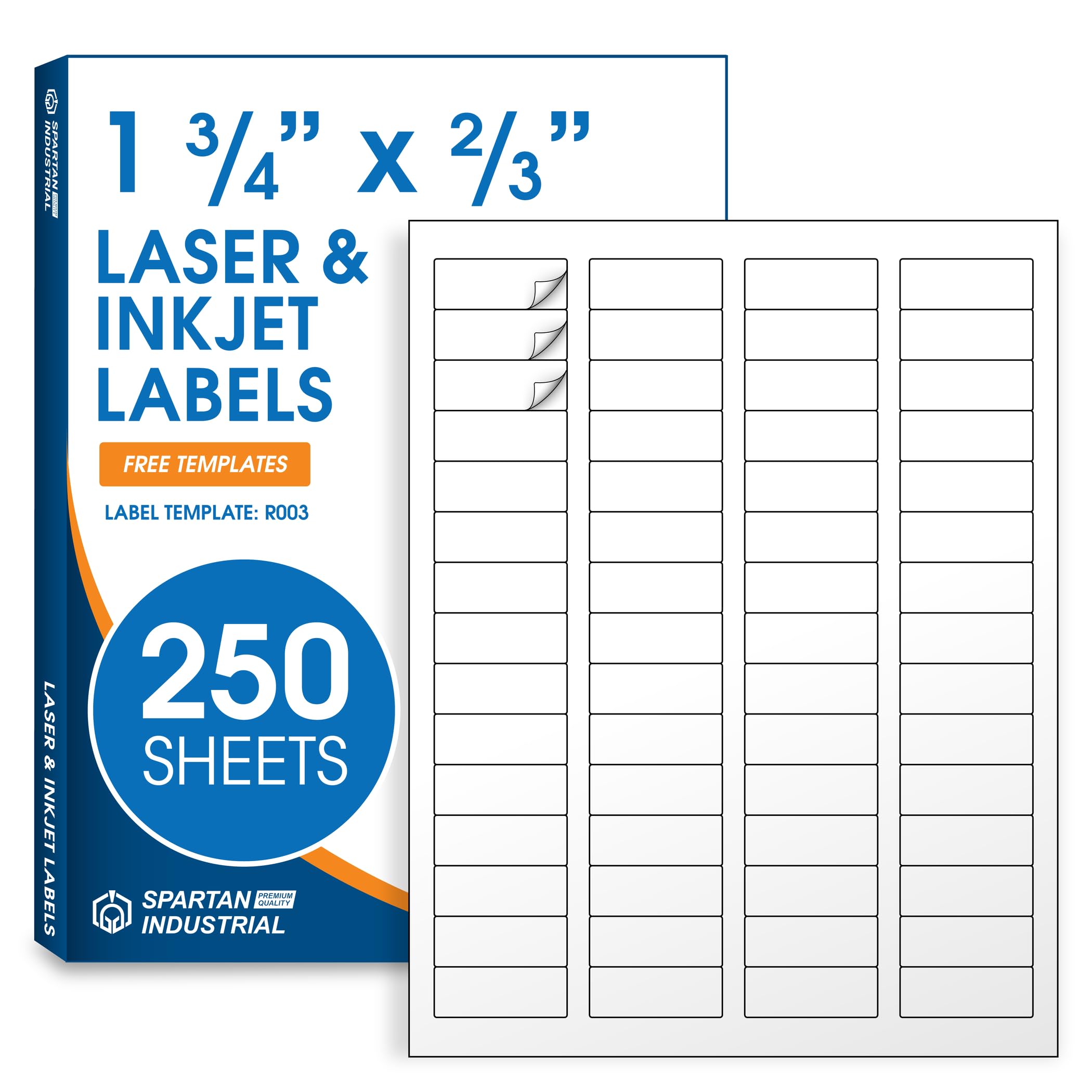 1 3/4" X 2/3" Matte White Printable Labels for Inkjet and Laser Printers - 250 Sheets, 15000 Custom Stickers for Return Address Labels, Price Tags,