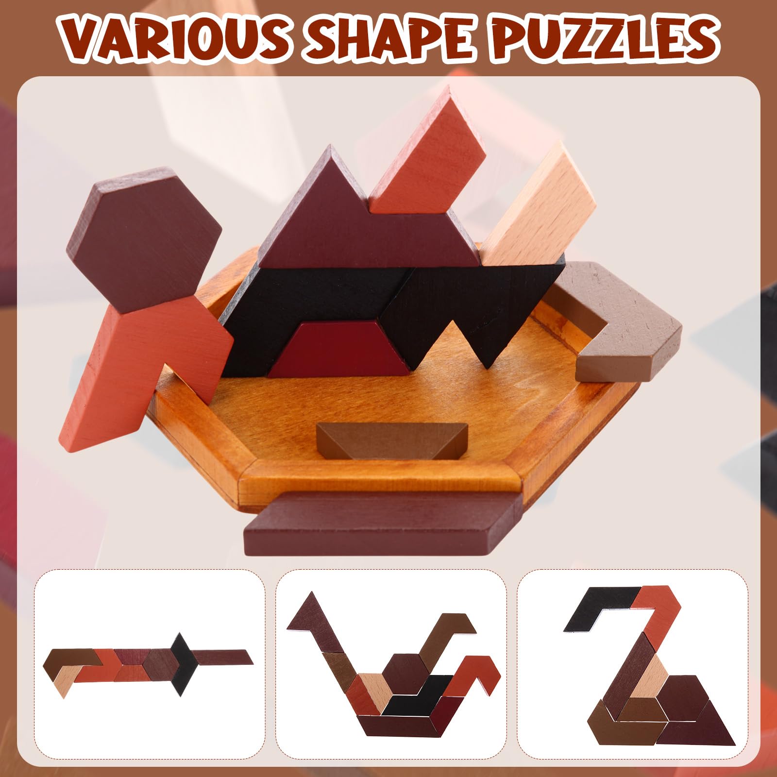 Amazon.com: Yilloog 12 Pack Wooden Hexagon Tangram Puzzles Brain
