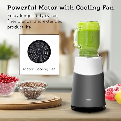 Miniatura 4 de Tribest PB-430GY-A - Licuadora personal II con tarro de masón, color gris