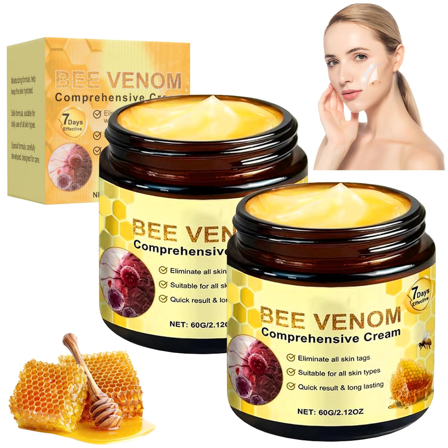 Bienengift Gesichts- & Körpercreme – 60 G, Gegen Falten & Für Hautregeneration – Für Alle Hauttypen (trocken, Empfindlich, Fettig)