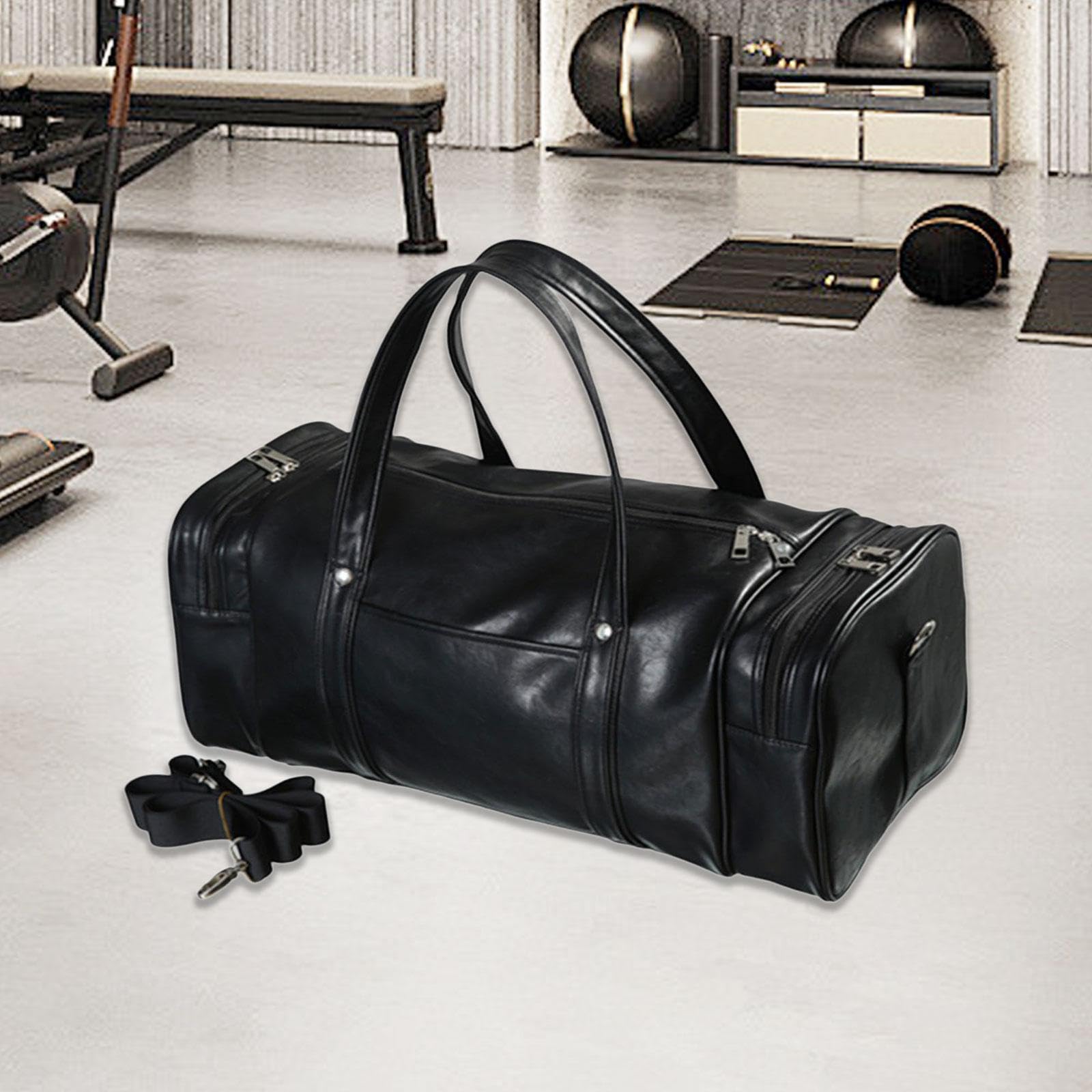 Borsone da viaggio in pelle PU borsa da palestra borsone per allenamento all'aperto brevi viaggi nero