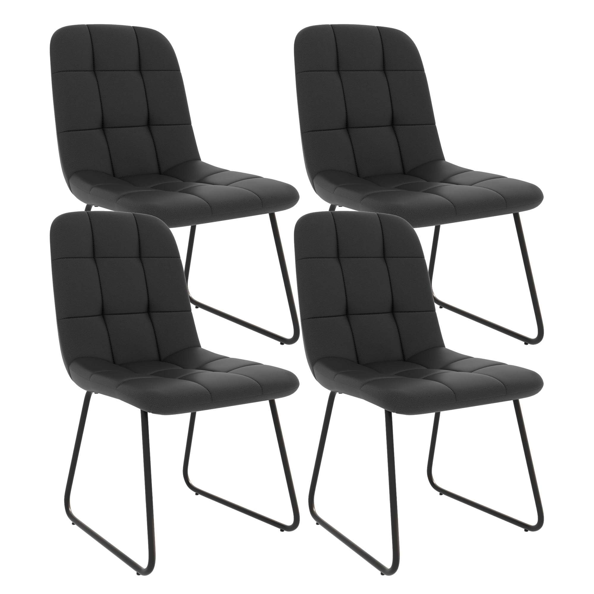 HIPIHOM Dining Chairs Set of 4, Modern Kitchen Faux Leather Dining Room Chair for Kitchen Living Dining Room (4 Black)