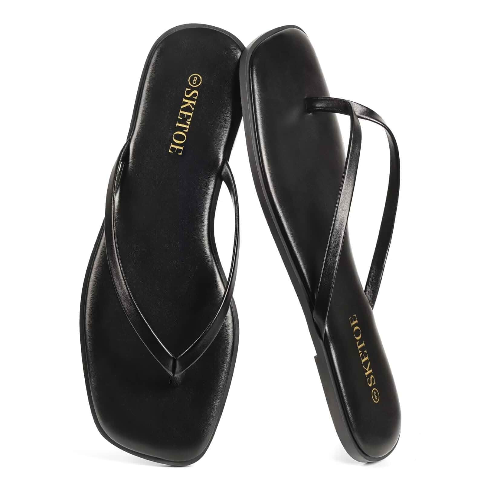 SKETOE Flip Flops Sandals for Women Square Toe Lightweight Thong Slides