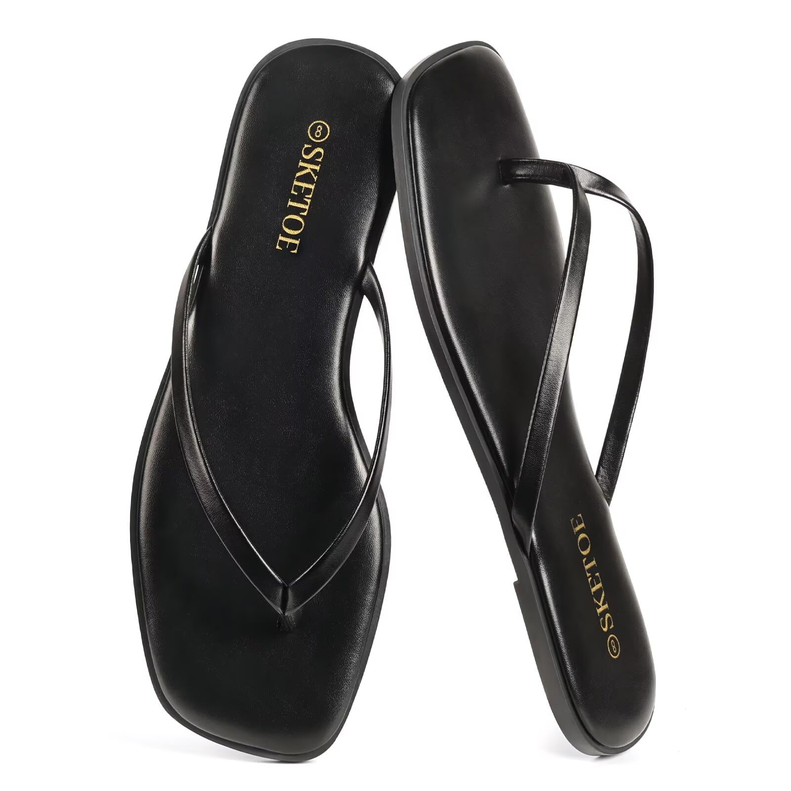 Flip Flops for Women Square Toe Flat Sandals