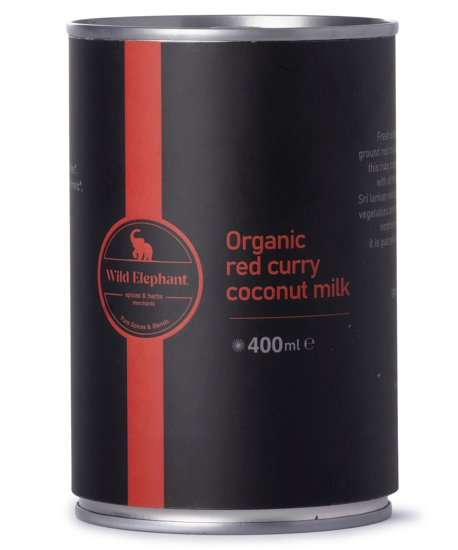 Wild Elephant Organic Red Curry Coconut Milk 400ml - Ready-to-Cook Thai Base, No Artificial Additives - For Authentic Curries & Laksa - Packed in UK