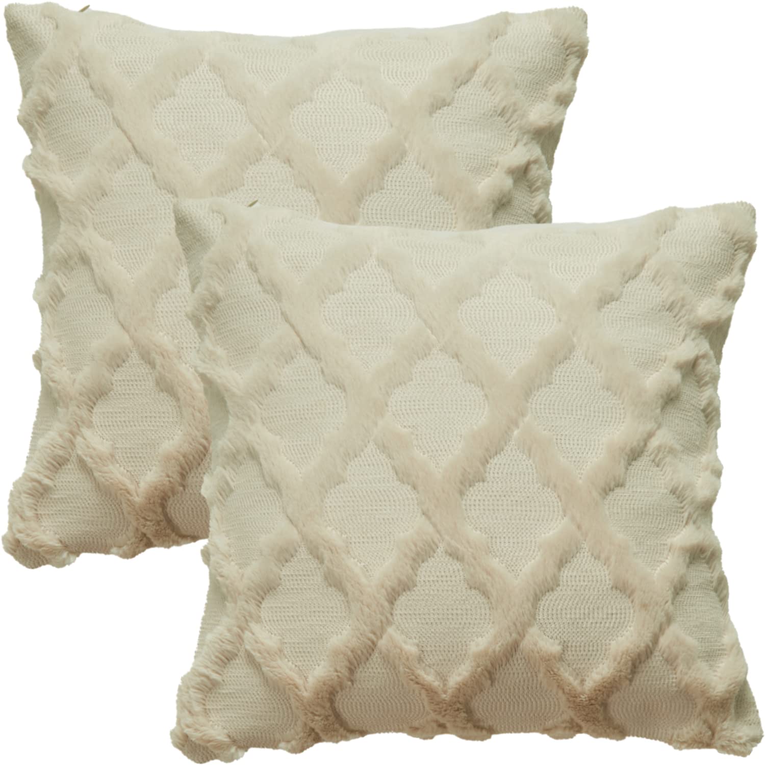 GONOVE Set of 2 Cushion Cover 40×40cm Soft Plush Faux Fur Throw Pillow Case Decorative Square Pillow Covers Cushion Protectors for Sofa Couch Bedroom Office