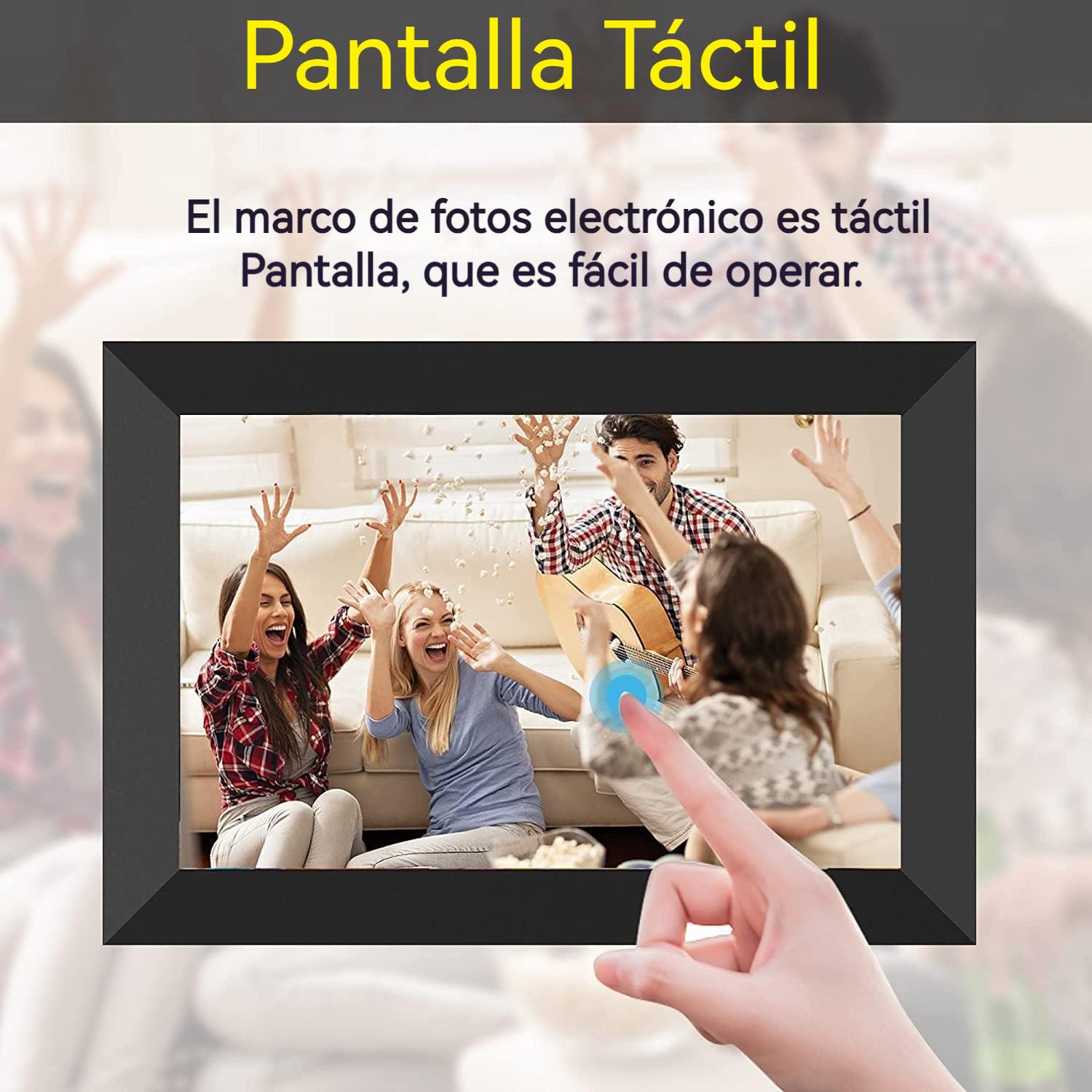 Marco de Fotos Digital - WiFi 10.1'' 32GB IPS Marco Digital | Pantalla Táctil | 1280x800P | Rotación Automática | Comparta Imagen y Videos a Través de la App | Montar en la Pared