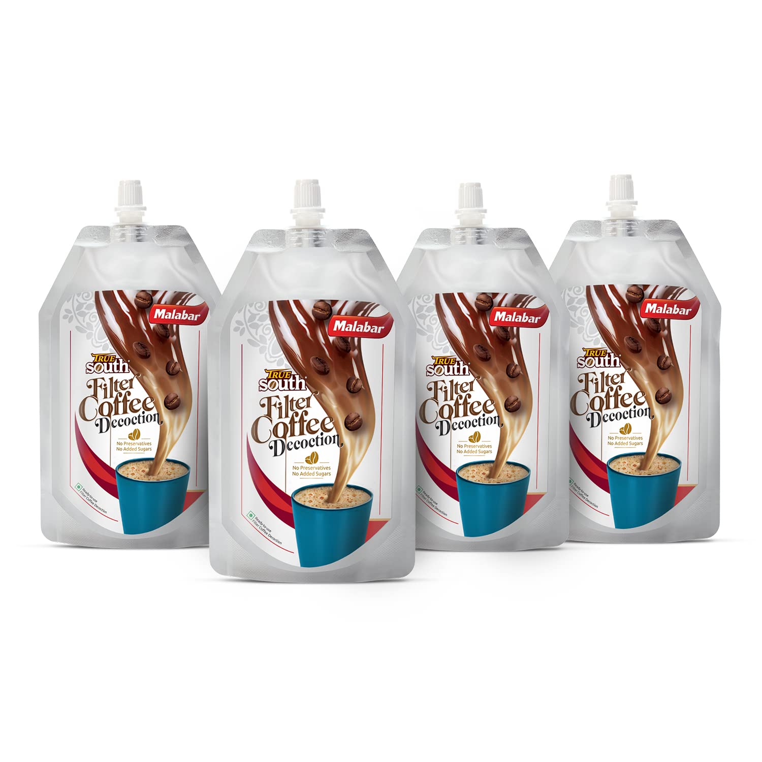 TrueSouth Malabar | Ready-to-use Filter Coffee Decoction | 200ml Pouches | Authentic Taste, Value and Convenience (Pack of 4)…