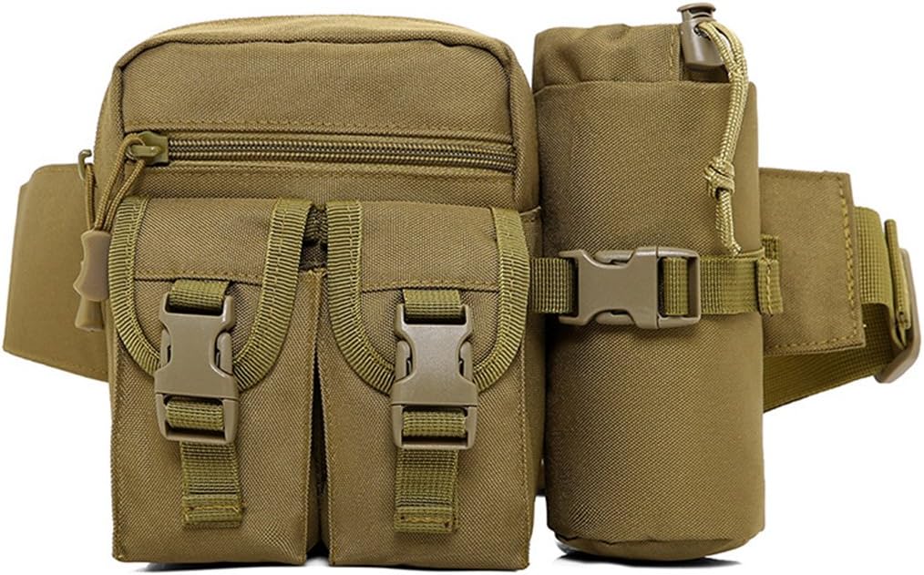 Bumbag Portable Tactical Waist Bag with Water Bottle Pouch for Hiking Walking Cycling Climbing Fishing