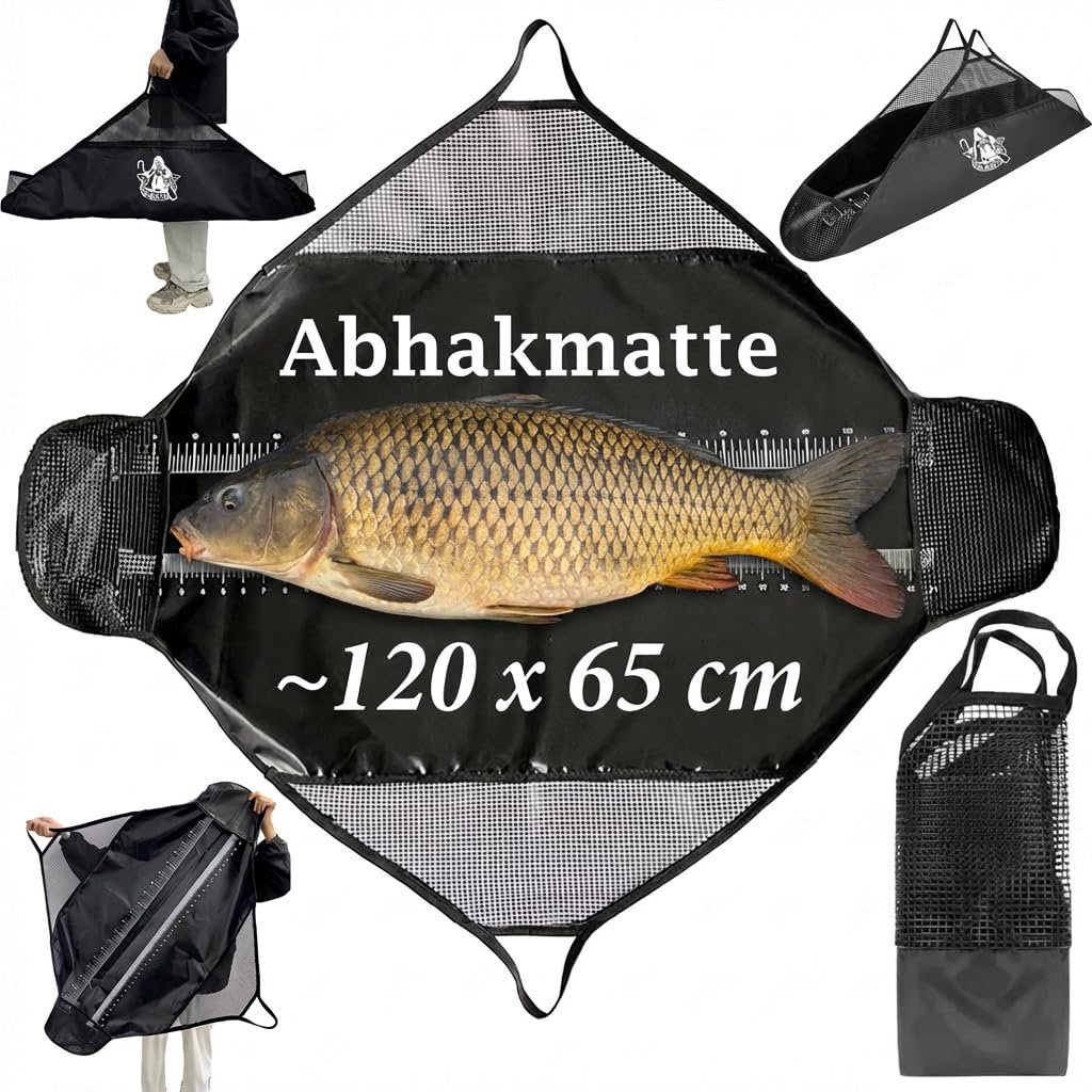 Njord Kalastus Abhakmatte mit Maßband und 120x65cm | Abhakmatte Raubfisch mit Griffen für und Transport | Wiegesack | Abhakmatte Angeln Abhakmatten Abhakmatte für Raubfisch