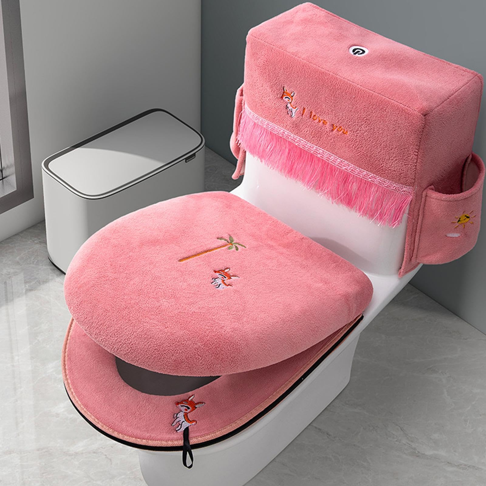tapa inodoro 3 Piezas Alfombrilla Universal Suave y Cómoda con Cremallera | De Tapa WC Para Familia, Niños, Hotel, Hogar, Habitación, Temporadas,