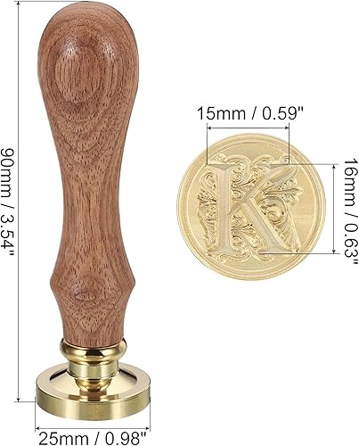 Miniatura 2 de PATIKIL Sello de cera del alfabeto K, sello de cera de sellado de letra inicial, clásico retro, 0.98 pulgadas, cabeza de latón retro extraíble,