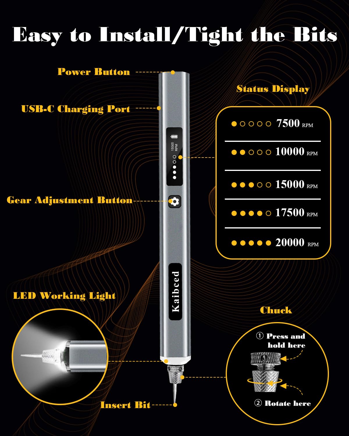 Cordless Engraving Pen - 48 Bits & DIY Crafting -3
