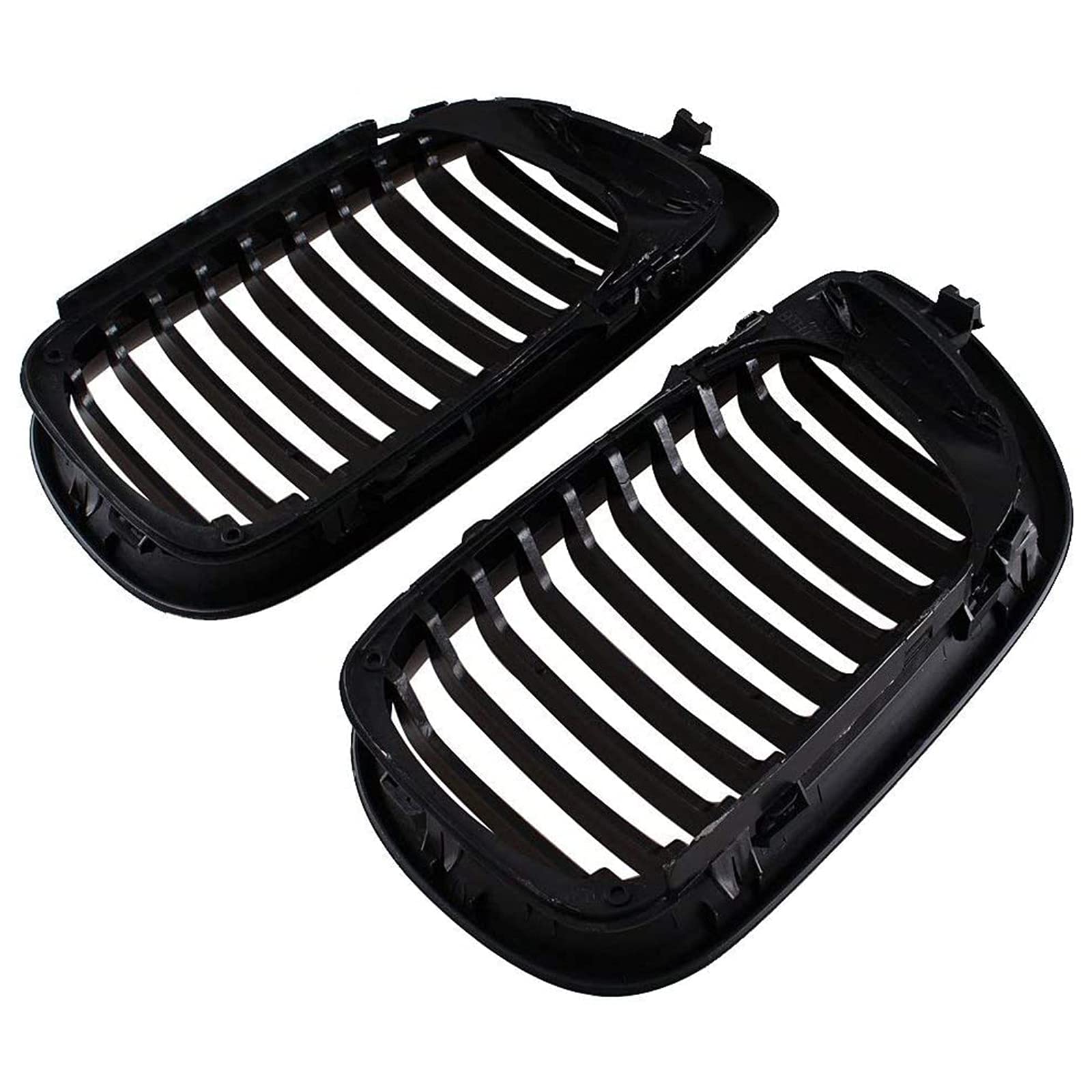 E46 Rejilla de Radiador, Parrilla Frontal Negra de Alto Brillo, Par de Rejillas de Radiador deportivas de Doble Barra para Serie 3 E46 4 Puertas 4d 2002-2005 Lci Facelift (No Apto para 2 Puertas)