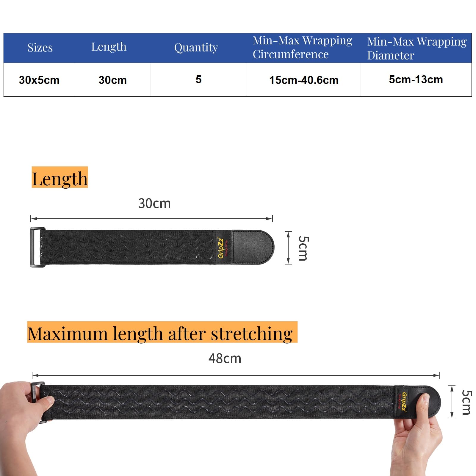 GripZz Elastic Cinch Straps with Anti-Slip Strips - Image 2