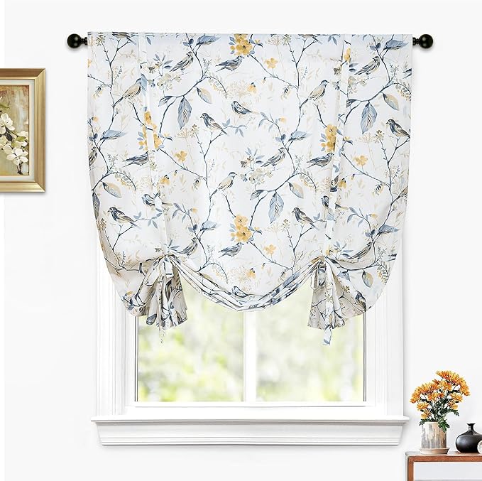 Leeva TieUp Balloon Window Shades for Living Room, Grey