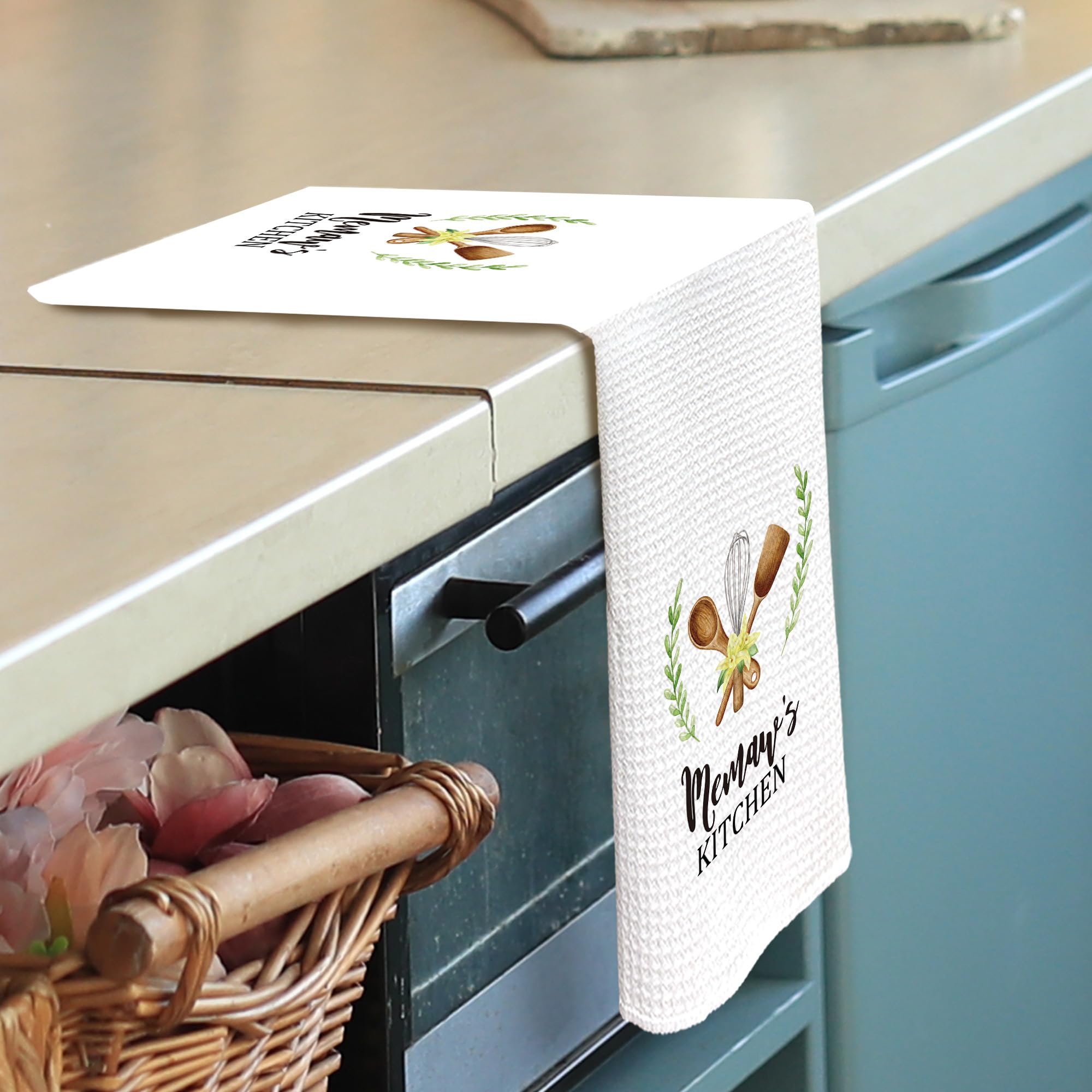 Memaw Gifts Kitchen Towels - Gifts for Grandma Memaw Dish Towels, Rustic Grandma Mothers Day Birthday Decorative Absorbent Dishcloths Hand Towel for Kitchen Decor 16x24 Inches