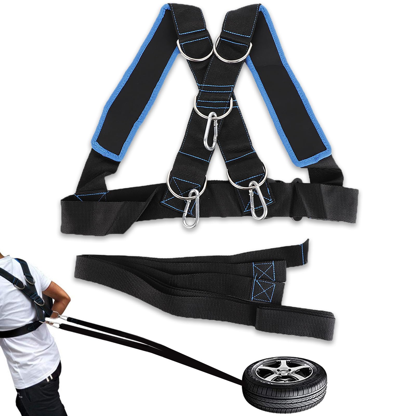 Frdhee Harness Band, Sled Pulling Belt Speed Strength Training Harness with Resistance Band Adjustable Shoulder Belt for Pulling Sled and Workouts