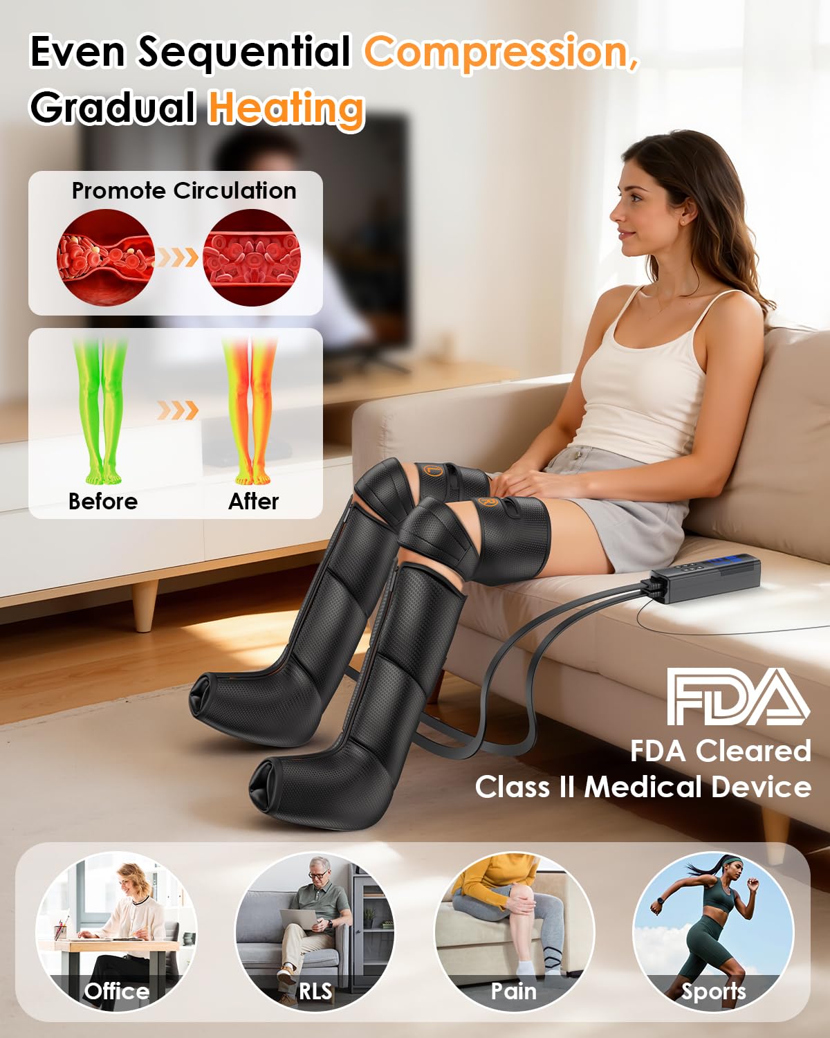 Geschenke für Mama Papa, Beinmassagegerät mit Wärme und Kompression - Fuß-Waden-Oberschenkelmassage zur Durchblutung und Schmerzlinderung, professionelle Kompressionsstiefel mit 6 Modi, 9