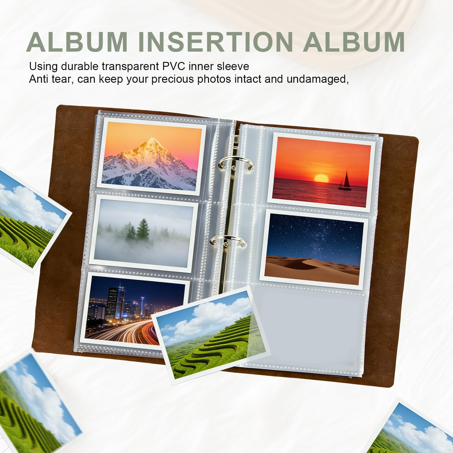 Mini albumy ze zdjęciami, segregator na karty z 180 kieszeniami na albumy, vintage zielony toploader, tradycyjny album fotograficzny do Instax Mini 3 Cale, duża książka ze zdjęciami, wsuwana książka z