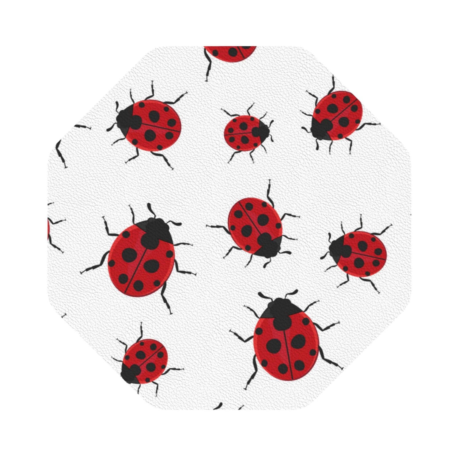 ladybug PU Leather Coasters Set of 6 Octagon Drink Coasters