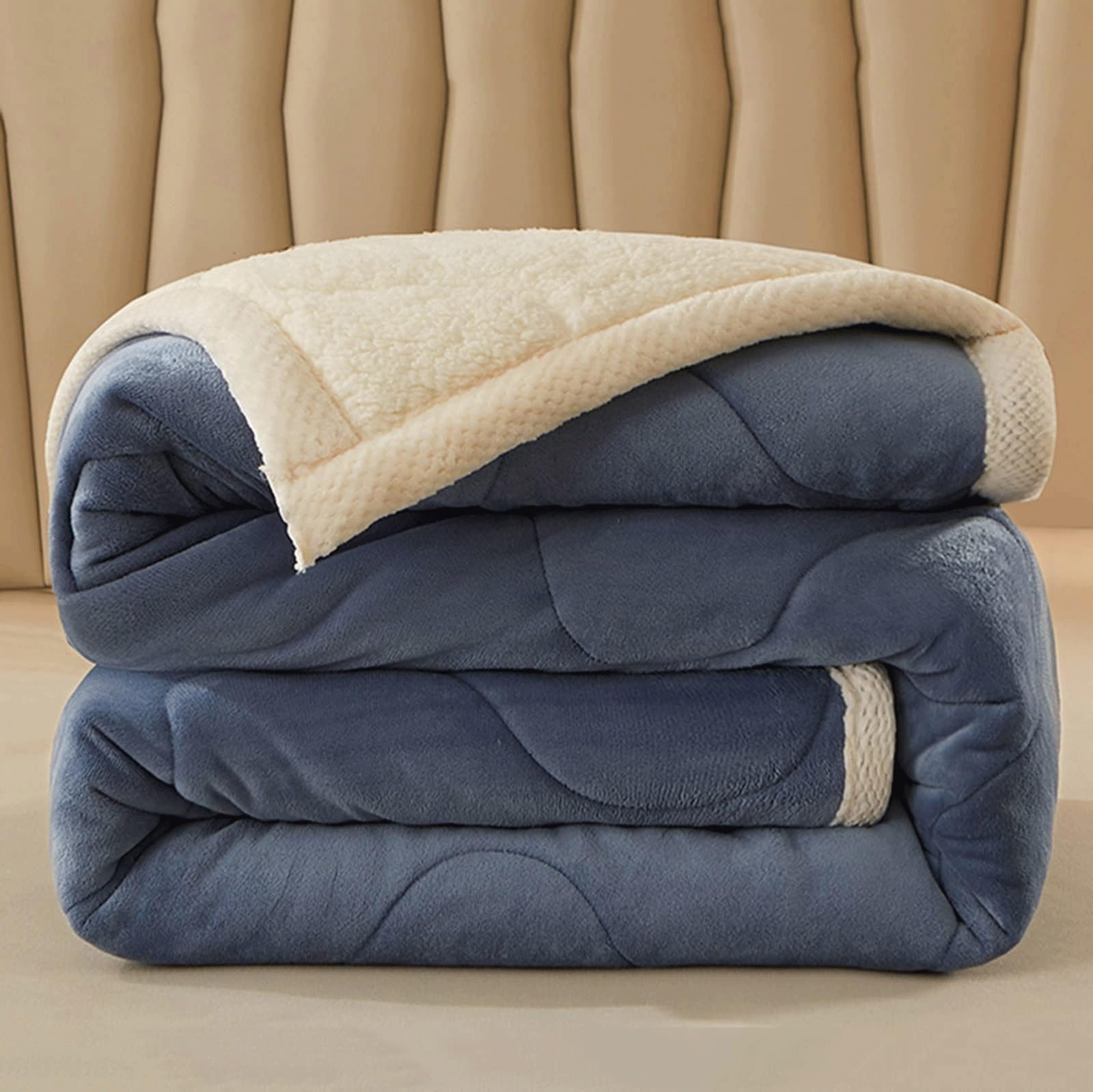 Ultra Soft Fleece Blanket，Double Layer Thickened Lamb Plush Blanket,Flannel Luxury Queen Blanket，Warm & Breathable - All Season(Color3,100x150cm)