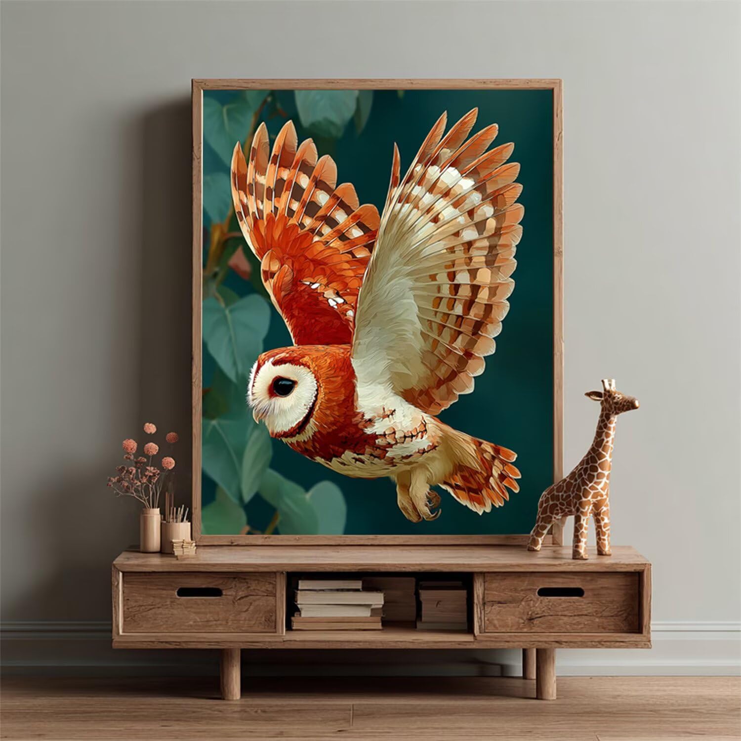 Malen Nach Zahlen Erwachsene Eule, Malen Nach Zahlen Leinwand Tier, DIY Basteln Erwachsene Mit Pinseln und Acrylfarbe, Paint by Numbers Adult Kits, Geschenke, Herbst Deko Wohnzimmer, 90x110cm X-5282