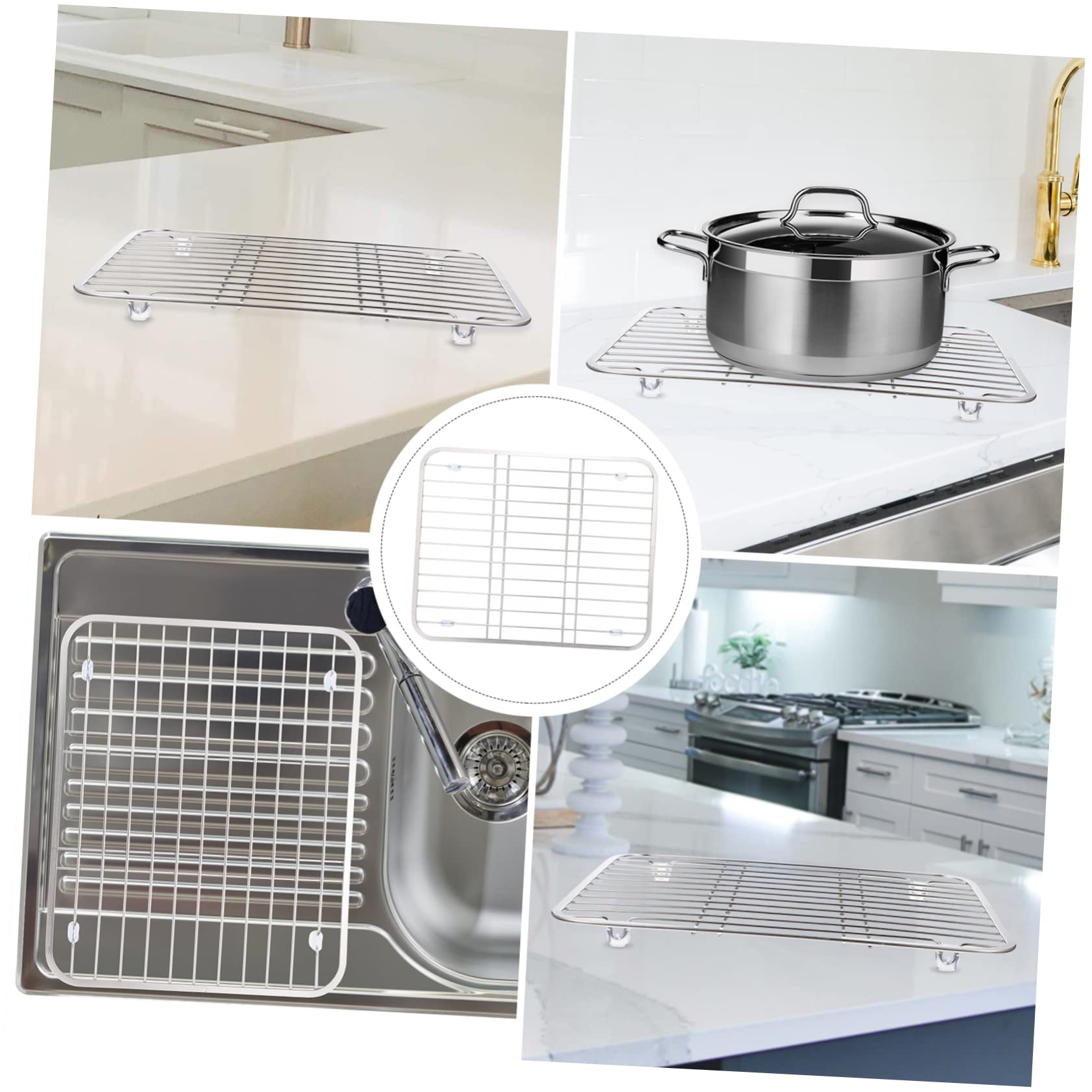 Cabilock Rejilla para Secar Platos de Acero Inoxidable 304, Escurridor Resistente y Fácil de Limpiar para Cocina y Fregadero, Soporte Multiusos para Utensilios y Almacenamiento