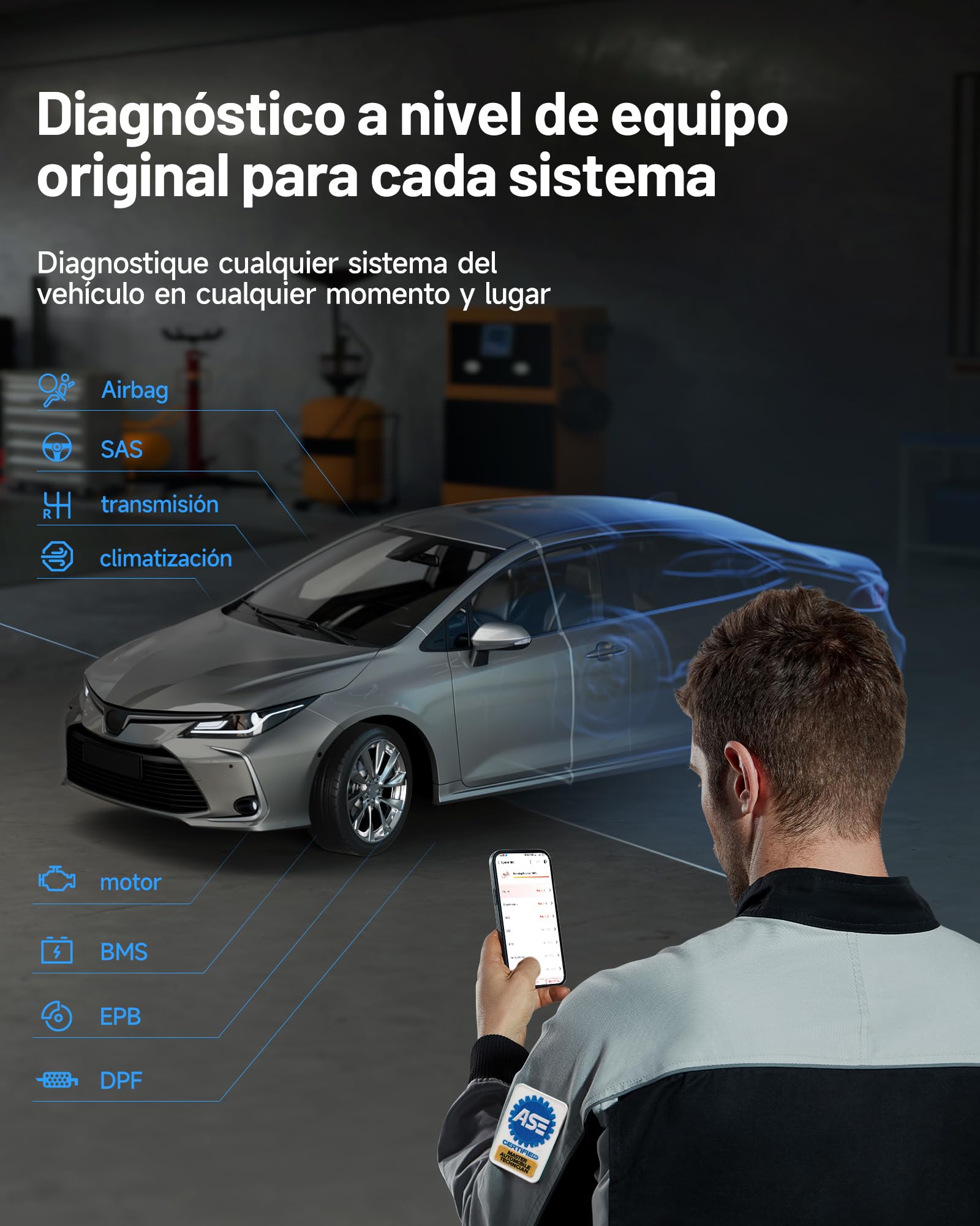 TOPDON TopScan Master Obd2 Diagnosis, Diagnosis Coche Multimarca Bluetooth Escáner con Control bidireccional, 30+ Servicios, Can-FD&DoIP, FCA/Nissan/Renault SGW