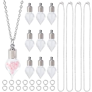 Amazon | SUNNYCLUE 1箱10本 小瓶 ネックレス チャーム 銀色