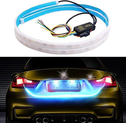 Tira de luces LED para maletero de automóvil, tipo de flujo, azul hielo, rojo, amarillo, blanco, decoración trasera de automóvil, accesorios para