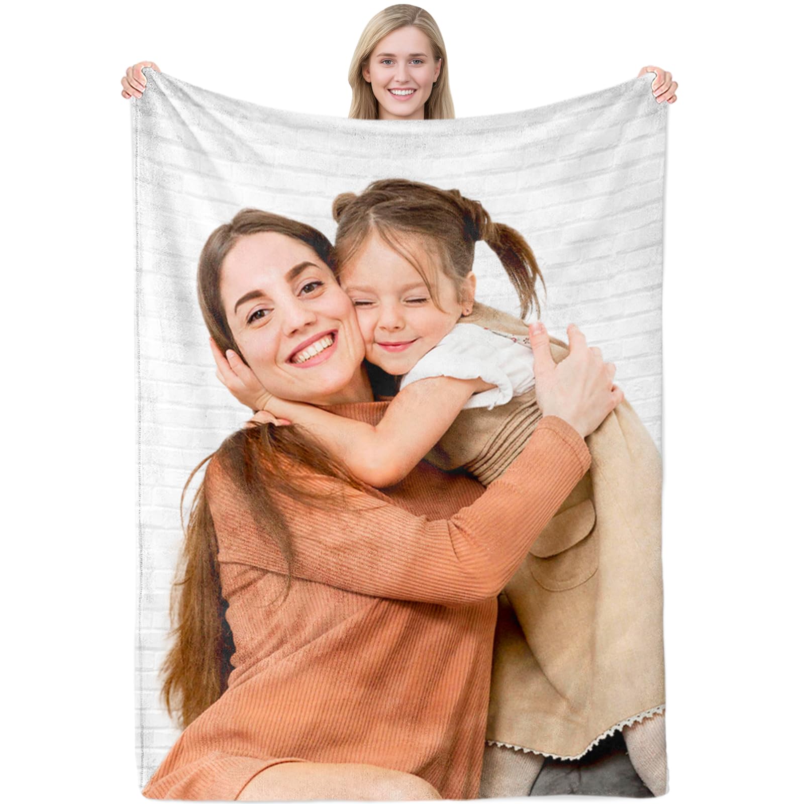 MeMoShe Personalized Mothers Day Blanket Gifts from Daughter Son Custom Blanket with Photos Customized Picture Blankets for Mom Women Thank You Gifts