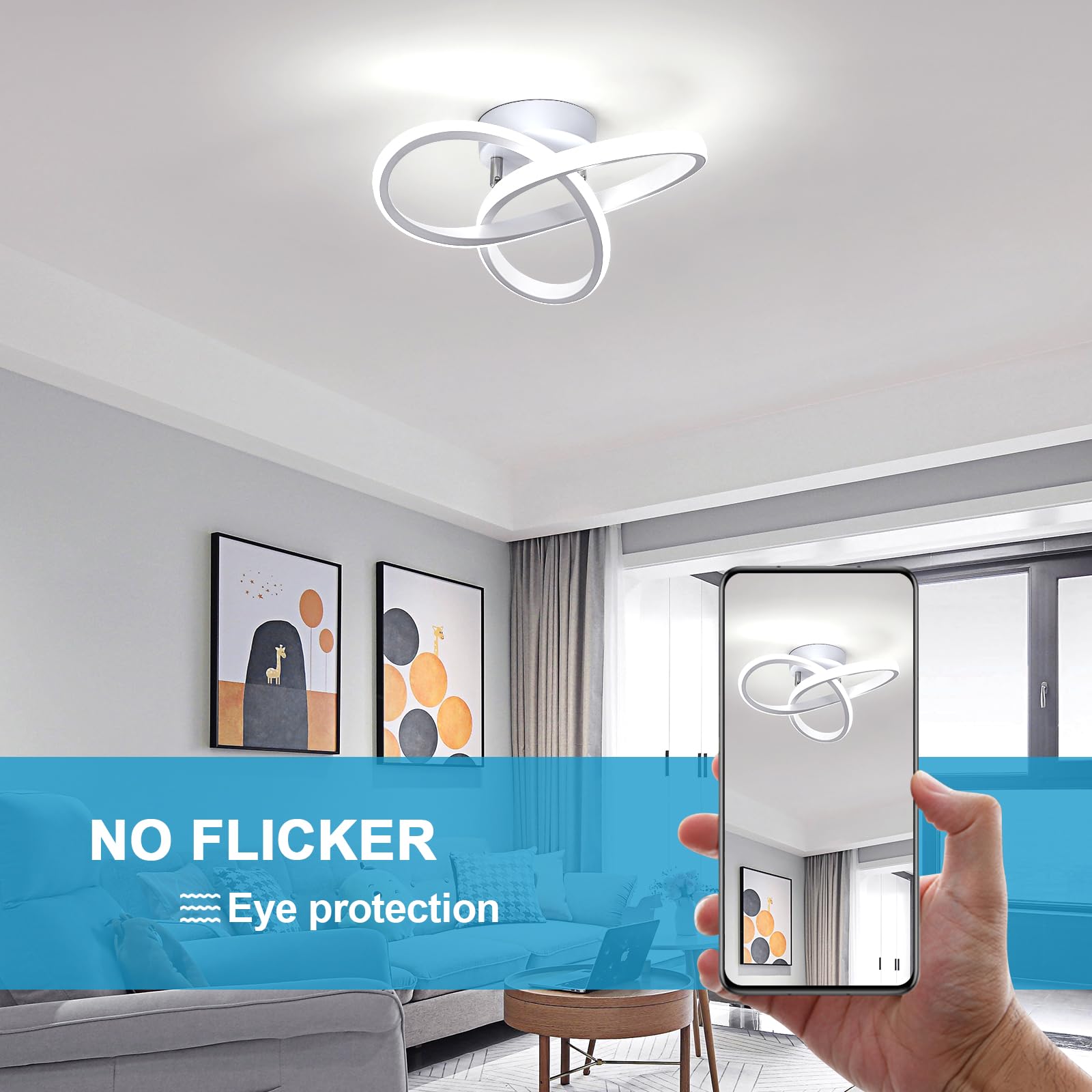 Osairous Plafoniera LED Soffitto Moderna, 22W 2500LM Lampada da Soffitto Design Forma di Fiore, Lampadario LED Bianco Soggiorno per Camera da Letto Cucina Corridoio, Bianco Freddo 6500K, 25CM
