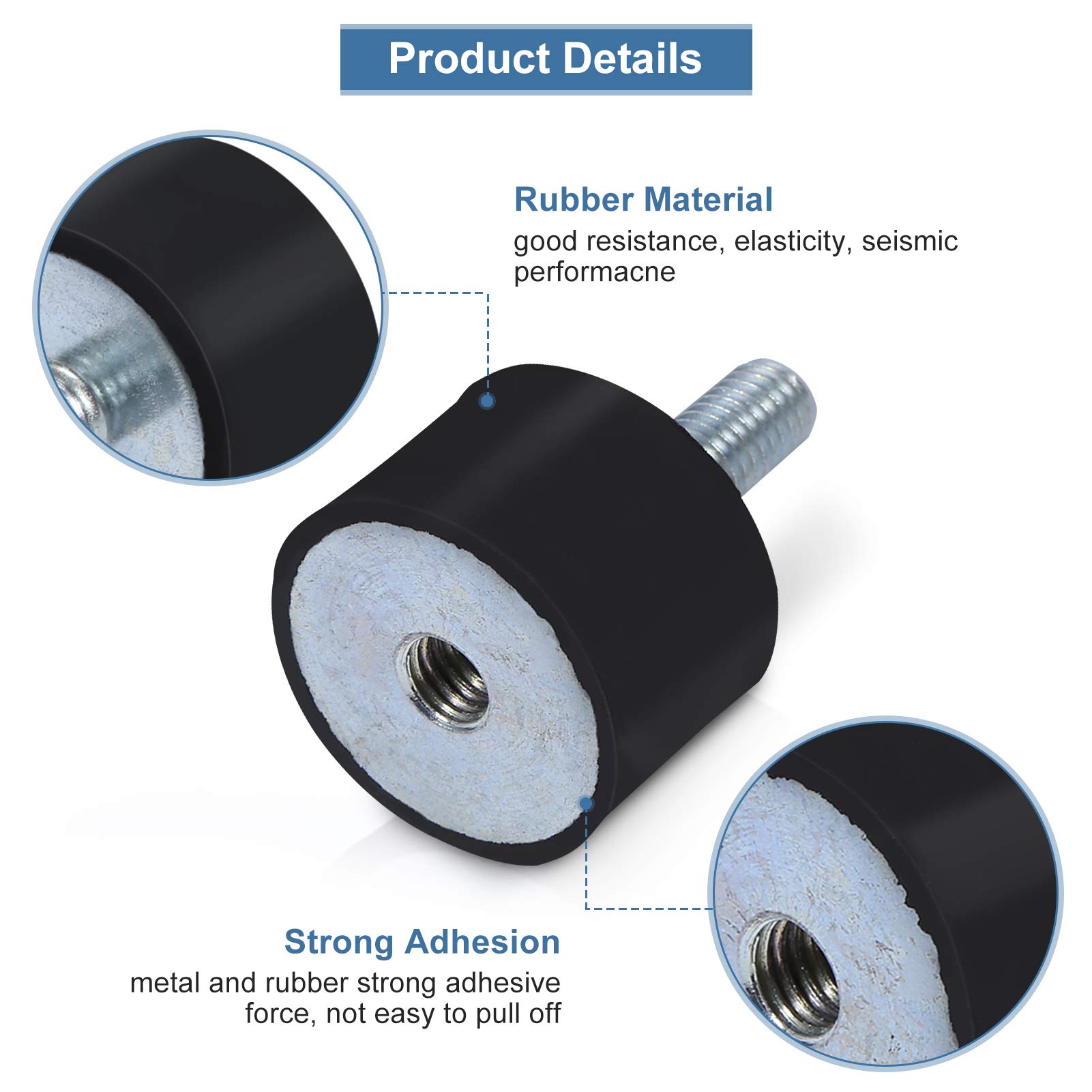 Rubber Shock Absorber Mounts Set of 4 Rubber Isolator Mounts with Studs M6 Anti Vibration Silentblock for Car Boat — Amazon image 3