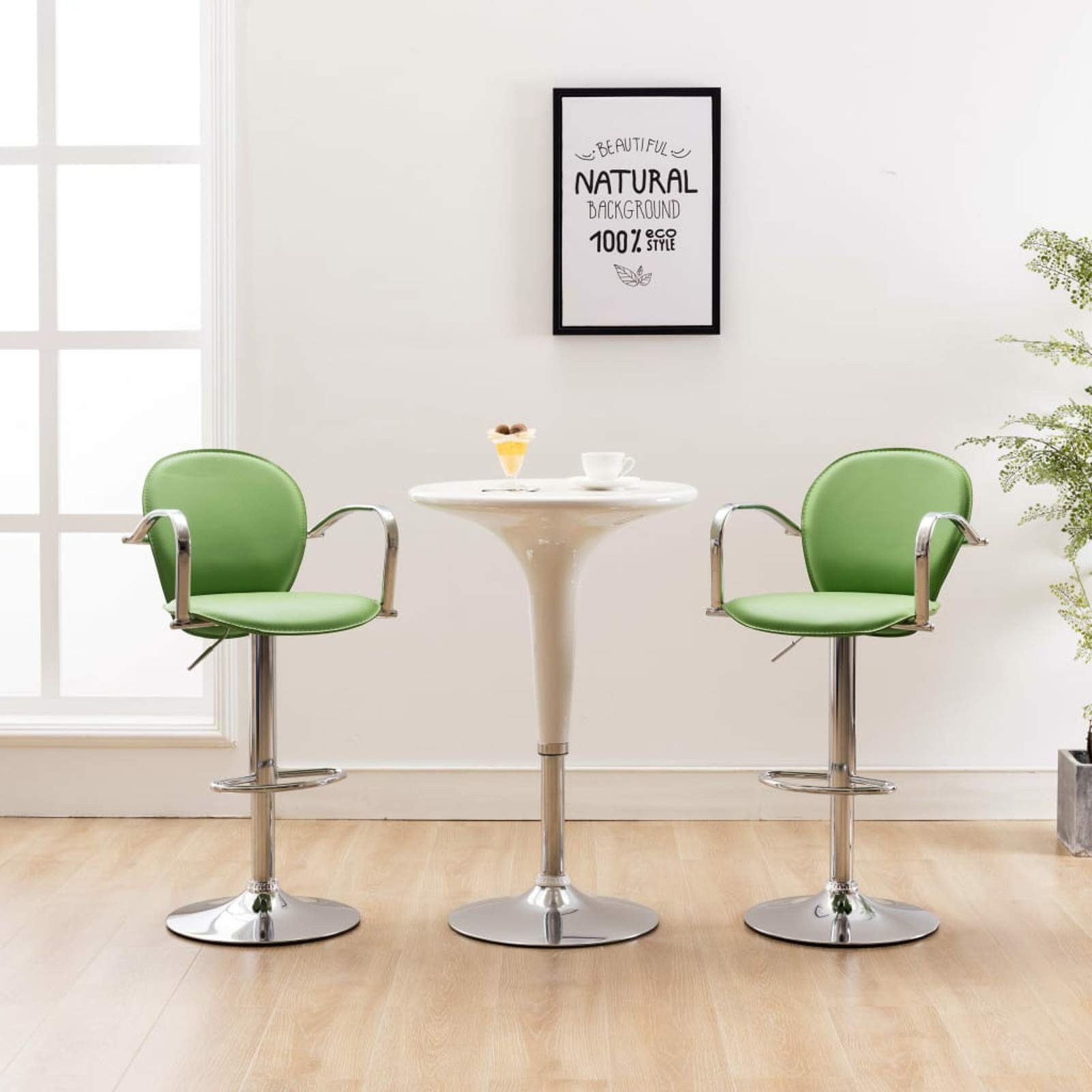 Taburetes Cocina con reposabrazos 2 uds, Taburetes Altos De Cocina, Sillas Altas De Cocina, Taburetes De Bar, Silla Alta, Muebles para Cocina, Cuero sintético Verde