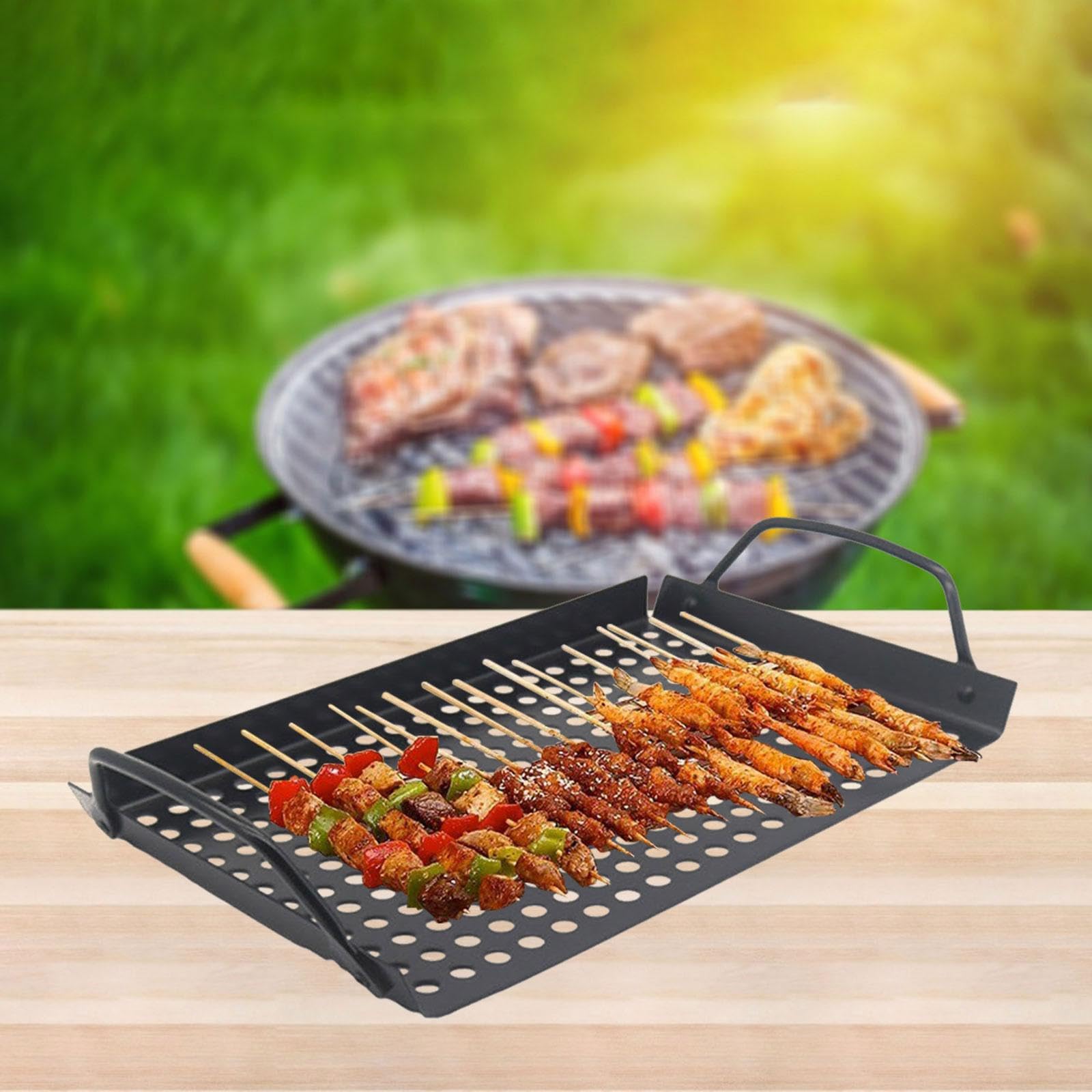 Amazon | Perfk BBQ グリルプレート フライパン 穴あき グリルパン 穴