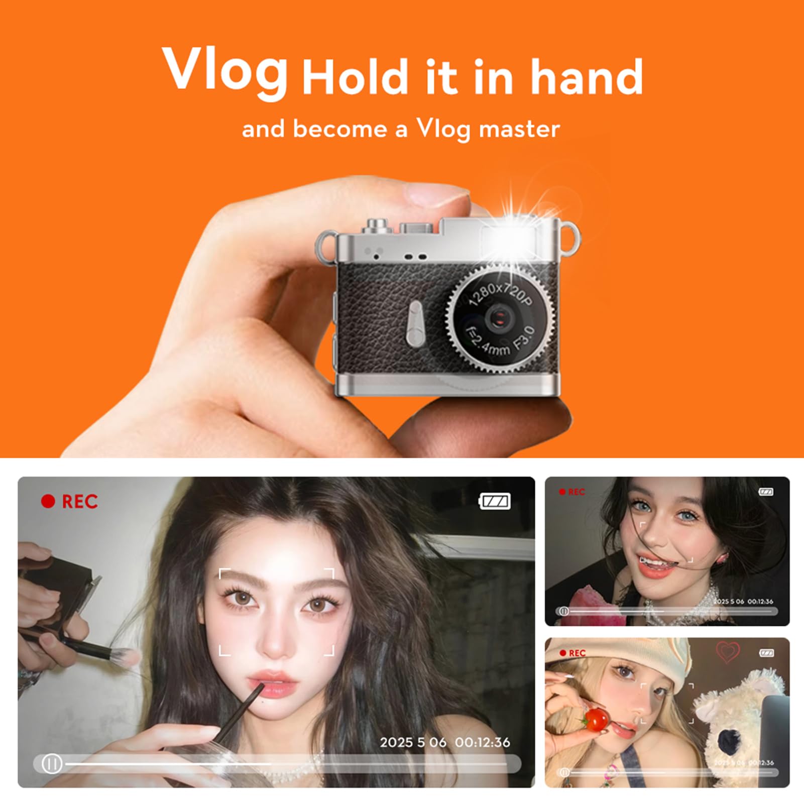 Tangxi Schlüsselanhänger-Kamera, 20 MP 720P HD Retro-Videokamera mit 0,96-Zoll-Bildschirm, Leichte Retro-Kamera für Teenager, Studenten, Reisen, Schule