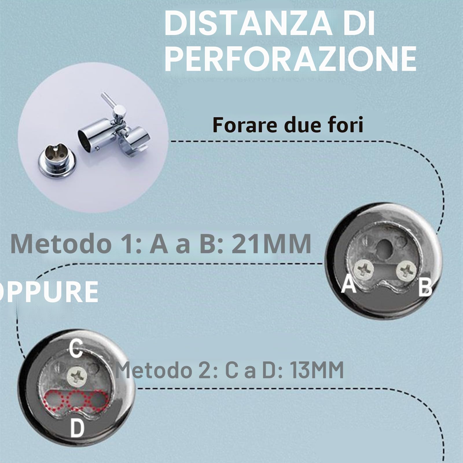 Supporto soffione doccia in Metallo Pieno, Supporto per soffione doccia regolabile a 180 gradi, Supporto doccia a mano a parete, Porta doccino per doccia con viti