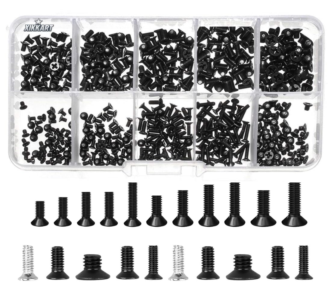 Uiversal Laptop Repair Srew Set (500 Pcs) |Multi-Type Assorted Black Steel Screws for Professional Laptop Repair | Hardware Screws Set for DELL LENOVO HP TOSHIBA ACER IBM ASUS (1 Box (500 Pcs))